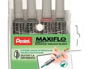 MARQUEUR PENTEL MAXIFLO EFFAÇABLE TABLEAU BLANC POINTE CONIQUE TRACÉ 1,6MM ÉCRITURE 1000M CORPS PLASTIQUE RECYCLÉ 4U