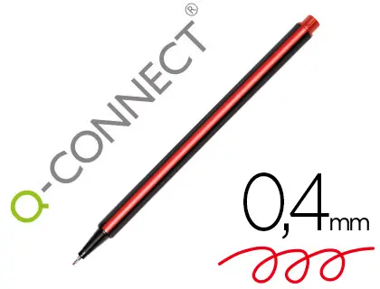 STYLO-FEUTRE Q-CONNECT POINTE FIBRE FINE 0.4 MM COLORIS ROUGE