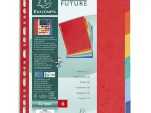 INTERCALAIRE EXACOMPTA CARTE LUSTRÉE 225G 6 TOUCHES FORMAT ÉCOLIER 17X22CM COLORIS ASSORTIS