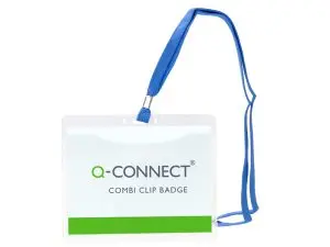 BADGE Q-CONNECT LACET PVC INTERIEUR CARTE BLANCHE   FORMAT A6 154X127MM
