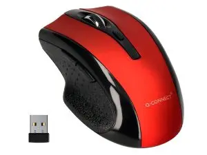 SOURIS Q-CONNECT SANS FIL OPTIQUE 1000DPI RECEPTEUR USB 2,4GHZ COLORIS ROUGE