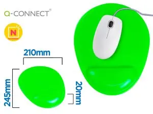 TAPIS SOURIS Q-CONNECT REPOSE-POIGNE GEL ET PVC      GRAND CONFORT FACILEMENT      NETTOYABLE COLORIS VERT
