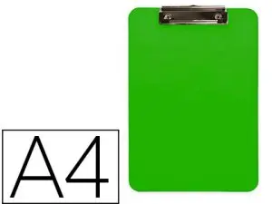 PORTE-BLOC Q-CONNECT PLASTIQUE RIGIDE EPAISSEUR    2,5MM A4 210X297MM PINCE      METALLIQUE COLORIS VERT