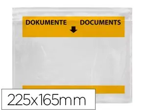 POCHETTE PORTE-DOCUMENTS Q-CONNECT 225X165MM AUTO-ADHESIVE TRANSPARENTE TEXTE FRANCAIS ALLEMAND BOITE 100 UNITES
