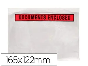 POCHETTE DOCUMENTS CI-INCLUS Q-CONNECT AUTO-ADHESIVE TRANSPARENTE 165X122MM TEXTE ANGLAIS PAQUET 100 UNITES