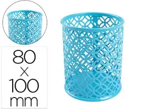 POT A CRAYONS Q-CONNECT MOTIF METALLIQUE HAUTEUR 100 MM     DIAMETRE 80MM COLORIS         TURQUOISE