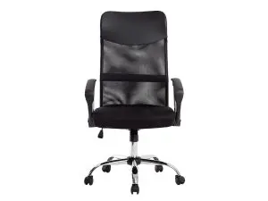 CHAISE DIRECTION Q-CONNECT IMITATION CUIR ET MAILLE BASE METAL MAXIMUM SUPPORTE 130KG 1110+100X640X610MM NOIR