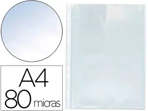 POCHETTE Q-CONNECT POLYPROPYLENE LISSE PERFOREE  DIN A4 80 MC CRISTAL BOITE    1400 UNITES