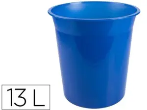 CORBEILLE PAPIER Q-CONNECT PLASTIQUE RESISTANT 13L       275X285MM COLORIS BLEU        TRANSLUCIDE