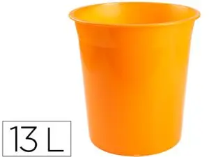 CORBEILLE PAPIER Q-CONNECT PLASTIQUE RESISTANT 13L       275X285MM COLORIS ORANGE      TRANSLUCIDE