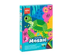BOITE CREATIVE APLI KIDS KIT MOSAIQUE MOUSSE EVA 5 FEUILLES ADHESIVES PREDECOUPEES 1200 PASTILLES THEME MER