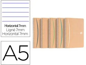 CAHIER OXFORD TOUAREG RECYCLE COUVERTURE SOUPLE RELIURE INTEGRALE A5 148X210MM 180P 90G LIGNE 7MM MARGE COL. SABLE