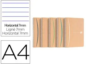 CAHIER OXFORD TOUAREG RECYCLE COUVERTURE SOUPLE RELIURE INTEGRALE A4 210X297MM 180P 90G LIGNE 7MM MARGE COL. SABLE