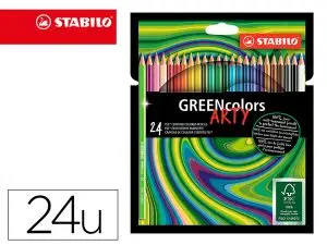 CRAYON DE COULEUR STABILO GREENCOLORS ARTY HEXAGONAL FIN BOIS CERTIFIE FSC MINE SOLIDE 3MM ETUI CARTON 24