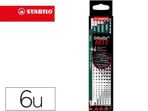 CRAYON GRAPHITE STABILO OTHELLO ARTY HEXAGONAL MINE   DURE ET TENDRE ETUI CARTON 6  UNITES ASSORTIES