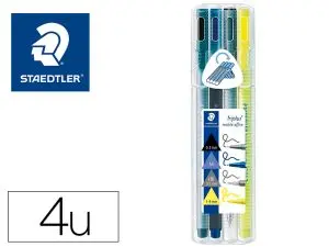 ETUI STAEDTLER TRIPLUS MULTI SET 4 UNITES 1 FEUTRE         FINELINER NOIR 1 STYLO-BILLE  BLEU 1 PORTE-MINE 1