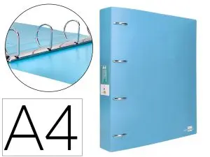 CLASSEUR LIDERPAPEL 4 ANNEAUX 40MM A4 POLYPROPYLENE DOS     55MM PORTE-CARTES DE VISITE   COLORIS BLEU CIEL