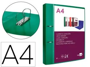 CLASSEUR KANGOUROU LIDERPAPEL 2 ANNEAUX EN D 40MM           POLYPROPYLENE 283X320MM       DOCUMENT A4 COLORIS VERT