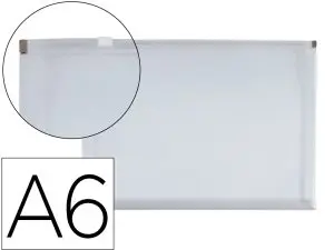 POCHETTE ENVELOPPE LIDERPAPEL POLYPROPYLENE 180 MICRONS A6 105X148MM FERMETURE ECLAIR TRANSPARENT INCOLORE
