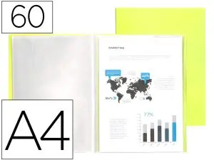 PROTEGE-DOCUMENTS LIDERPAPEL POLYPROPYLENE COUVERTURE      FLEXIBLE 60 POCHETTES FIXES   A4 220X297MM JAUNE FLUO