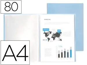 PROTEGE-DOCUMENTS LIDERPAPEL POLYPROPYLENE COUVERTURE      FLEXIBLE 80 POCHETTES FIXES   A4 220X297MM BLEU CIEL OPAQUE