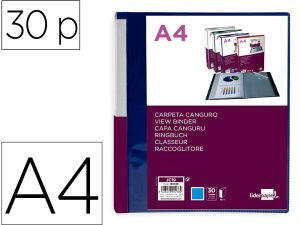 PROTEGE-DOCUMENTS LIDERPAPEL PERSONNALISABLE KANGOUROU POLYPROPYLENE 30 POCHETTES FIXES A4 COLORIS BLEU