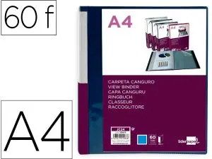 PROTEGE-DOCUMENTS LIDERPAPEL PERSONNALISABLE KANGOUROU POLYPROPYLENE 60 POCHETTES FIXES A4 COLORIS BLEU