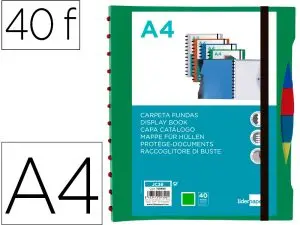 PROTEGE-DOCUMENTS LIDERPAPEL PERSONNALISABLE KANGOUROU 40 POCHETTES AMOVIBLES 5 INTERCALAIRES A4 VERT