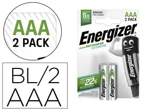 PILE ENERGIZER RECHARGEABLE EXTRÊME HR3 AAA 800 BLISTER 2 UNITÉS