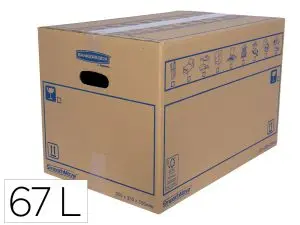 CAISSE DEMENAGEMENT FELLOWES MONTAGE MANUEL CHARGE MOYENNE CAPACITE 67L