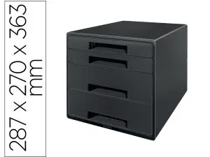 BLOC DE CLASSEMENT LEITZ PLASTIQUE RECYCLE 4 TIROIRS COLORIS NOIR