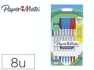 BLISTER DE 8 STYLO-BILLE KILOMETRICO CAPUCHON ET       EMBOUT COULEUR ENCRE POINTE   MOYENNE 1MM COLORIS ASSORTIS