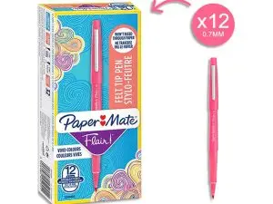 STYLO-FEUTRE PAPER MATE FLAIR CORPS FEUTRE COULEUR ENCRE    POINTE MOYENNE 1,1MM TRACE    0,7MM COLORIS ROSE