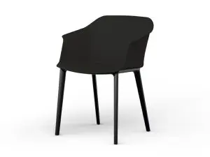 FAUTEUIL EOL SCOTT PP 4 PIEDS CONIQUES NOIR PATINS          ANTIDERAPANT COQUE NOIRE