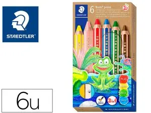 CRAYON COULEUR STAEDTLER NORIS JUNIOR 140 3-EN-1 CRAIE CIRE AQUARELLABLE TAILLE-CRAYON COLORIS