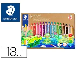 CRAYON COULEUR STAEDTLER NORIS JUNIOR 140 3-EN-1 CRAIE CIRE AQUARELLABLE TAILLE-CRAYON COLORIS