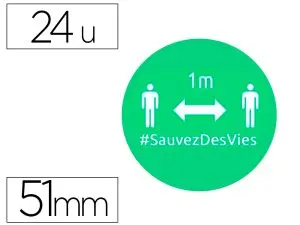 BADGES ADHESIFS AVERY DISTANCE 51MM VERT LOT DE 24