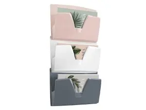 CORBEILLE MURALE CEP POLYSTYRENE OUVERTURE         PREHENSION EN V COLORIS       MINERAL ASSORTIS 3 UNITES