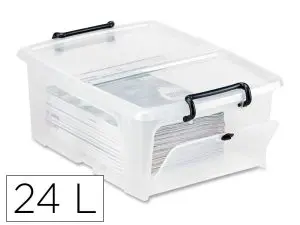 BOITE MULTIRANGEMENT CEP CURVES PP COUVERCLE CLIPSE EMBOITABLE ET SUPERPOSABLE CONTENANCE 24L NOIR CORPS TRANSPARENT