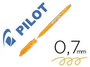 ROLLER PILOT FRIXION BALL CLICKER RETRACTABLE ECRITURE MOYENNE POINTE 0,7MM ENCRE GEL RECHARGEABLE COL. ORANGE ABRICOT