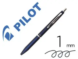 STYLO-BILLE PILOT ACRO 1000 RETRACTABLE POINTE MOYENNE 1MM ENCRE NOIRE RECHARGEABLE COLORIS BLEU MARINE AVEC COFFRET