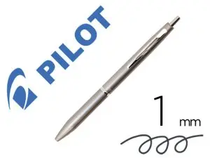 STYLO-BILLE PILOT ACRO 1000 RETRACTABLE POINTE MOYENNE    1MM ENCRE NOIRE RECHARGEABLE  COLORIS ARGENT AVEC COFFRET