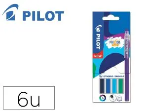 STYLO PILOT FRIXION BALL STICKS ENCRE EFFACABLE POINTE 0,7MM 6 COLORIS ASSORTIS TONS FROIDS POCHETTE 6 UNITES