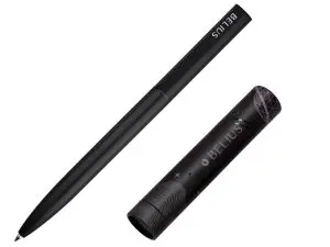 STYLO-BILLE BELIUS ROCKET B MONOCHROME SANS AGRAFE ENCRE BLEUE COLORIS NOIR DANS COFFRET CADEAU ORIGINAL CYLINDRIQUE