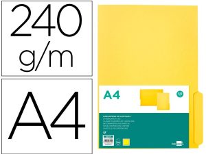 SOUS-CHEMISE LIDERPAPEL PAPIER CARTONNE 240G/M2       DOCUMENT A4 ONGLET INFERIEUR  COLORIS JAUNE