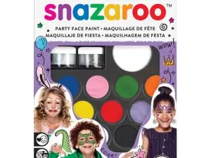 MAQUILLAGE SNAZAROO SPÉCIAL FÊTES 10 COULEURS CLASSIQUES 2 NACRÉES 2 GELS PAILLETÉS 2 PINCEAUX 4 ÉPONGES PALETTE