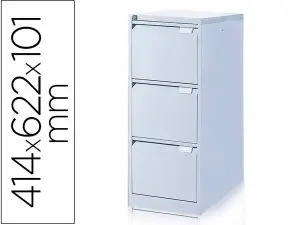 CLASSEUR EOL 3 TIROIRS POUR DOSSIER SUSPENDU 414X622X101MM COLORIS GRIS ALUMINIUM