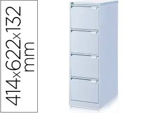 CLASSEUR EOL 4 TIROIRS POUR DOSSIER SUSPENDU 414X622X132MM COLORIS GRIS ALUMINIUM