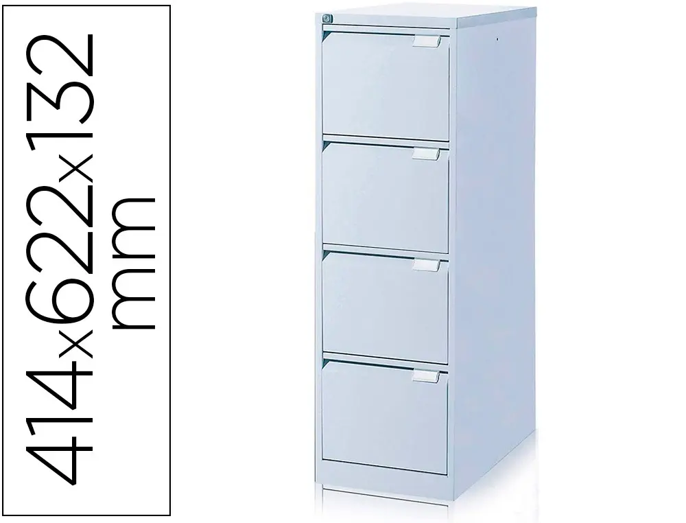 CLASSEUR EOL 4 TIROIRS POUR DOSSIER SUSPENDU 414X622X132MM COLORIS GRIS ALUMINIUM