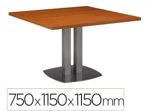TABLE CARREE GAUTIER EN BOIS PIEDS EN ACIER                750X1150X1150MM COLORIS       MERISIER